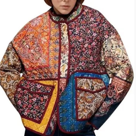 Multicolor Patchwork Women's Jacket - Picture 5 of 6